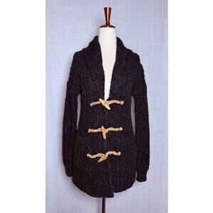 Denim & Supply Ralph Lauren Chunky Toggle Sweater Black Shawl Collar Cable
XS